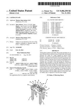 Lateral Plate Patent 9486250