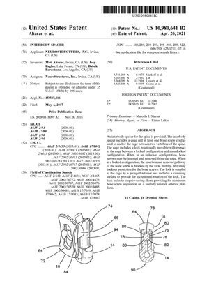Interbody Spacer Patent 10980641