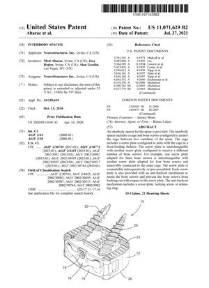 Interbody Spacer Patent 11071629